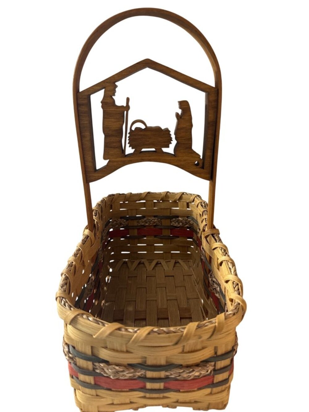 Nativity Christmas Woven Basket 12 x 6" Rare